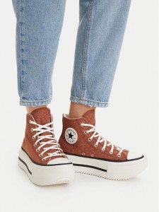 Converse Trampki Chuck Taylor All Star Lift Double Stack Platform Deer A17883C Brązowy