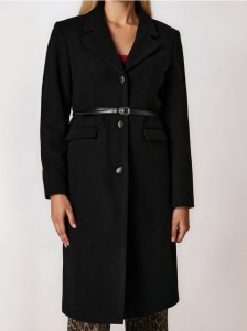 Płaszcz z paskiem - czarny