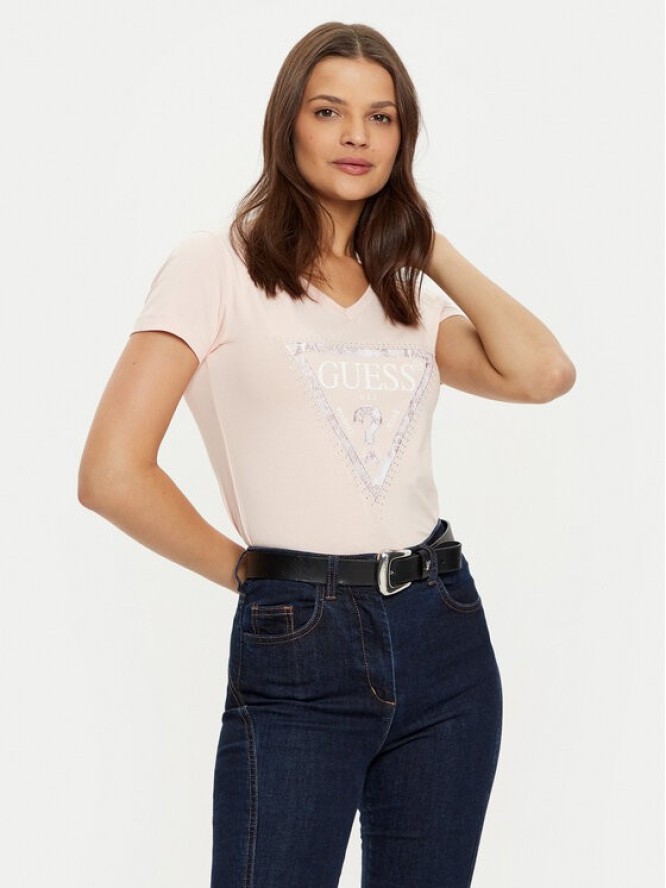 Guess T-Shirt W5RI21 J1314 Beżowy Regular Fit