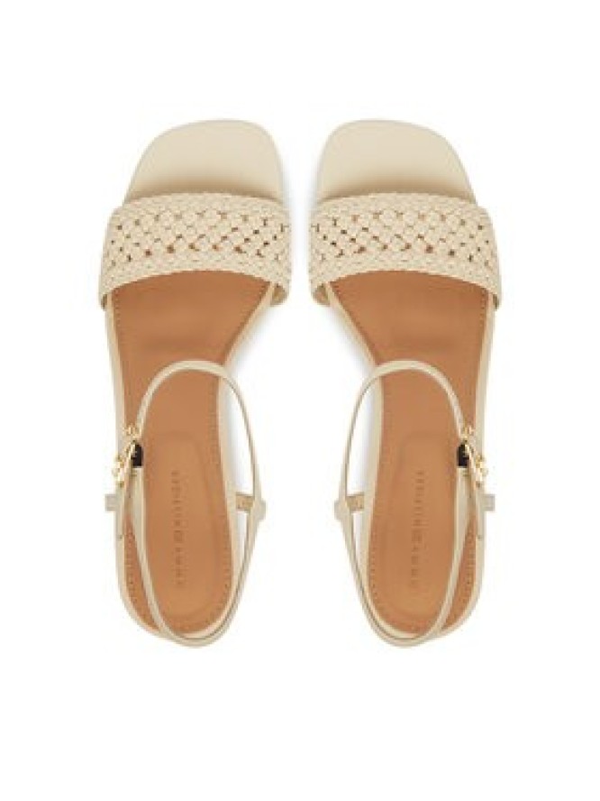 Tommy Hilfiger Sandały Crochet Lthr Kitten Sandal FW0FW08587 Beżowy