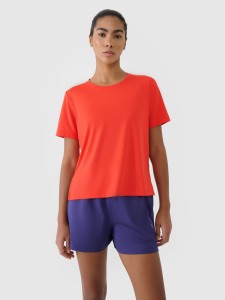 4F Koszulka treningowa oversize szybkoschnąca damska - czerwona XS