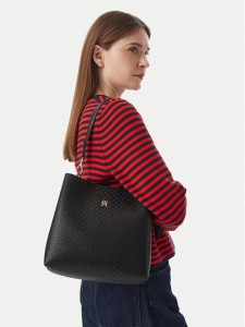 Tommy Hilfiger Torebka Th Icon Shoulder Bag Mono AW0AW19000 Czarny