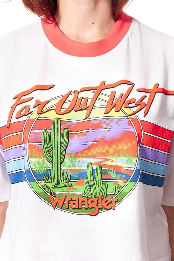WRANGLER T SHIRT DAMSKI T-SHIRTS CROP 80´S TEE WH W7013EV12 112130880