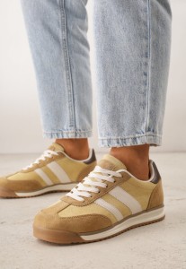 Żółte Sneakersy z Dwoma Paskami Evilirea