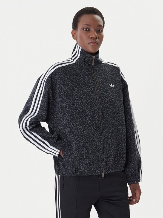 adidas Kurtka jeansowa Firebird Aop KD8809 Szary Oversize