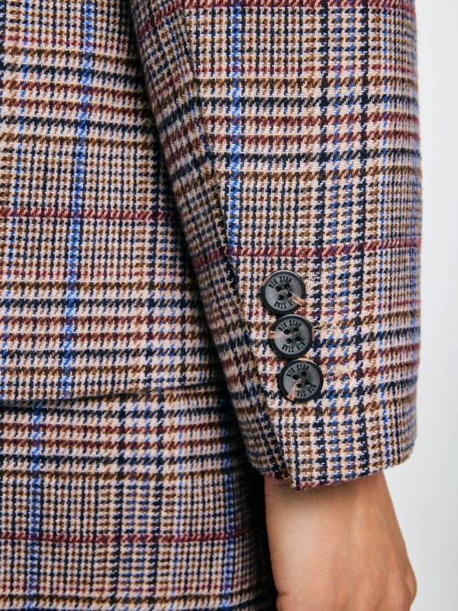 Marynarka damska z dodatkiem wełny w kratę Linneta 000