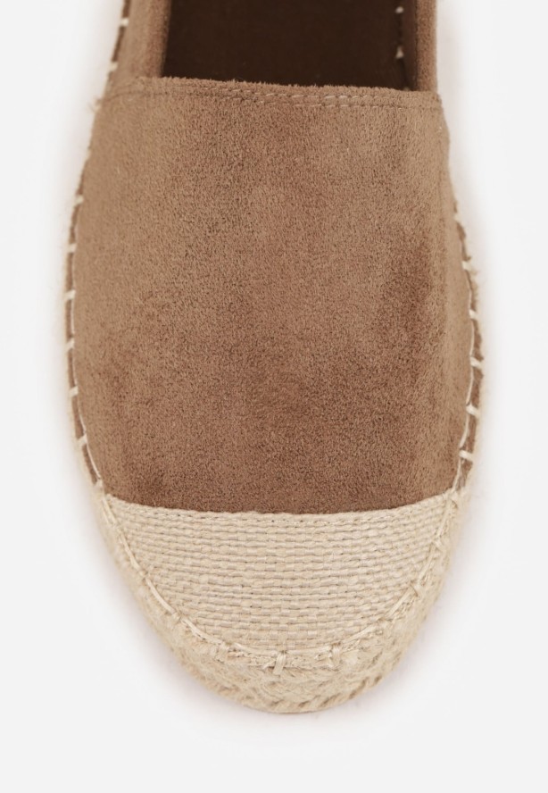 Brązowe Espadryle VICES w Klasycznym Stylu na Platformie z Plecionką Cherimare