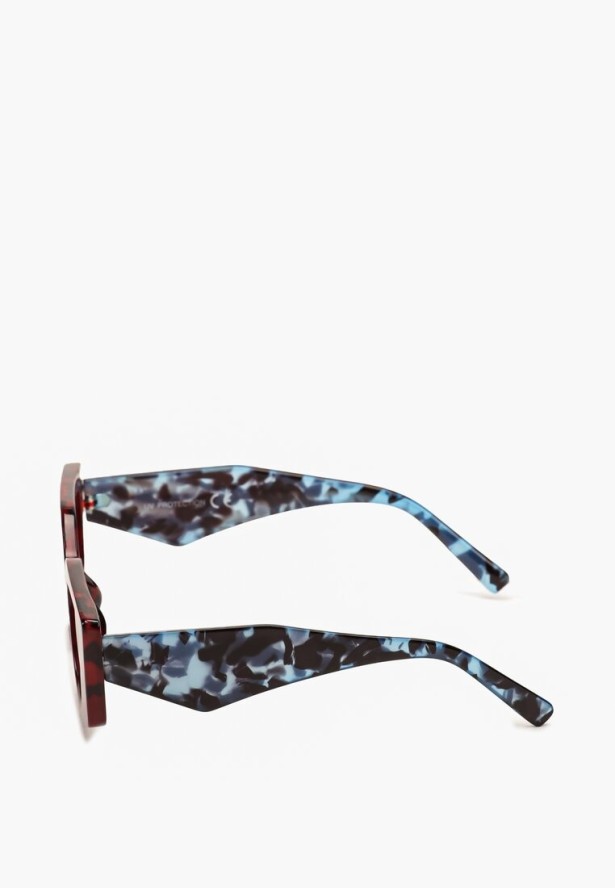 Niebiesko-Brązowe Okulary Przeciwsłoneczne o Geometrycznym Kształcie z Lekkiego Tworzywa Giorta