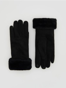 Rękawiczki ze sztucznym futerkiem - czarny