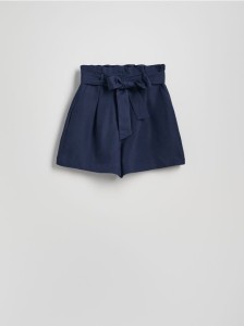 Szorty z lnem - granatowy