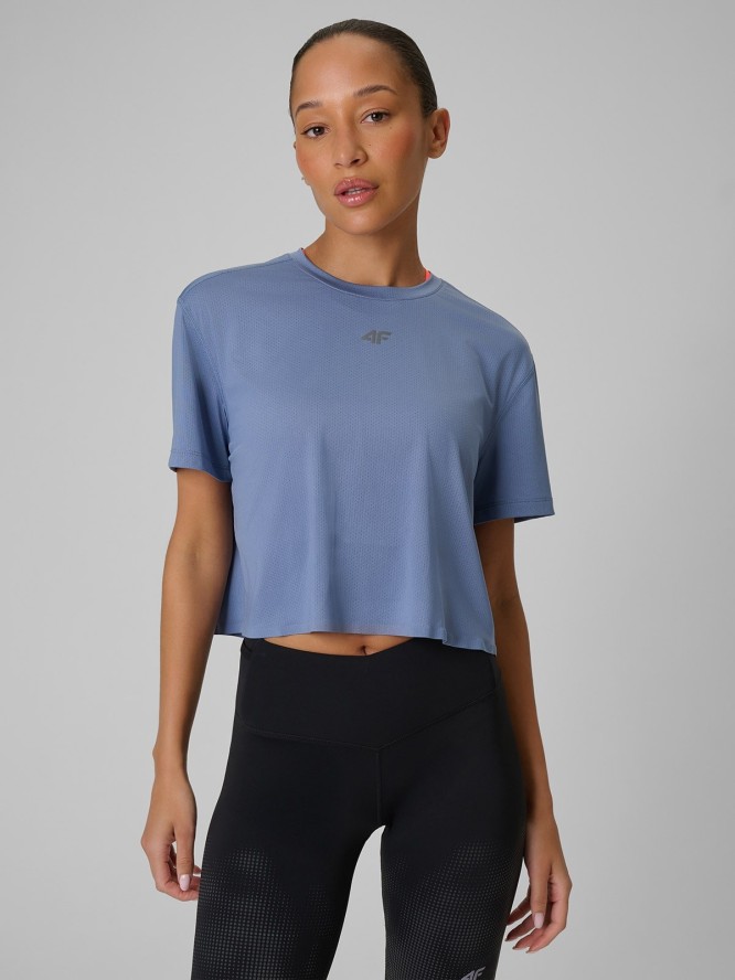 4F Koszulka do biegania szybkoschnąca damska - niebieska S