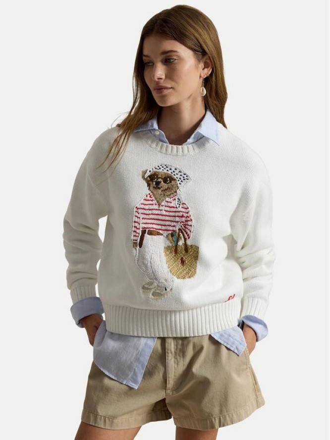 Polo Ralph Lauren Sweter 211A12723001 Biały Relaxed Fit