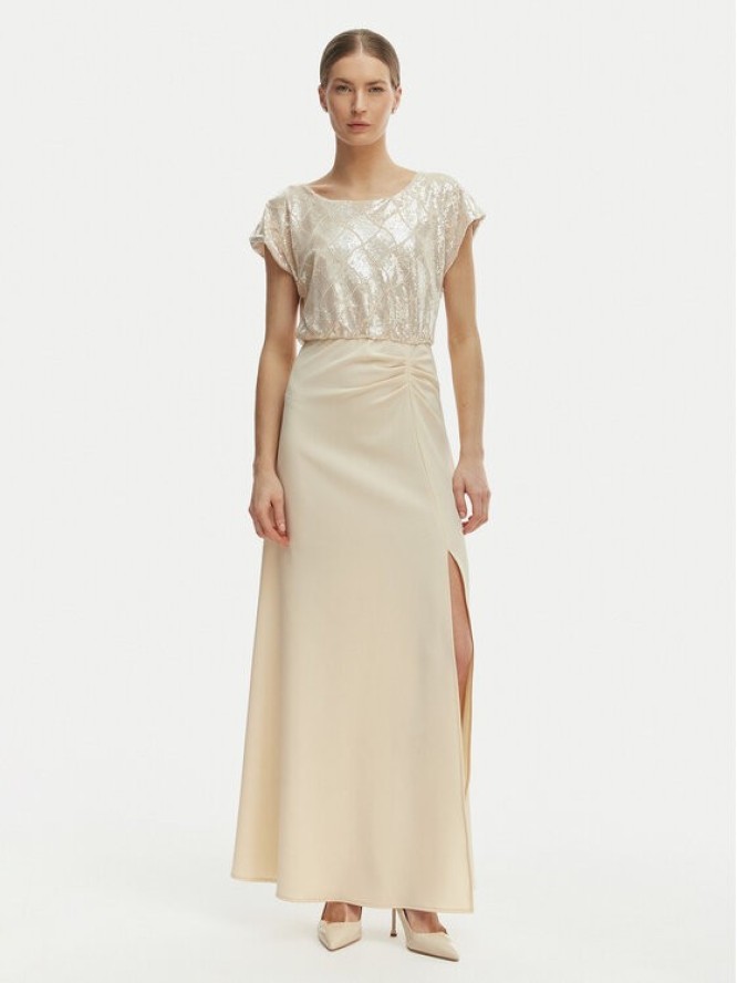 Rinascimento Sukienka wieczorowa CFC0020276002 Beżowy Slim Fit