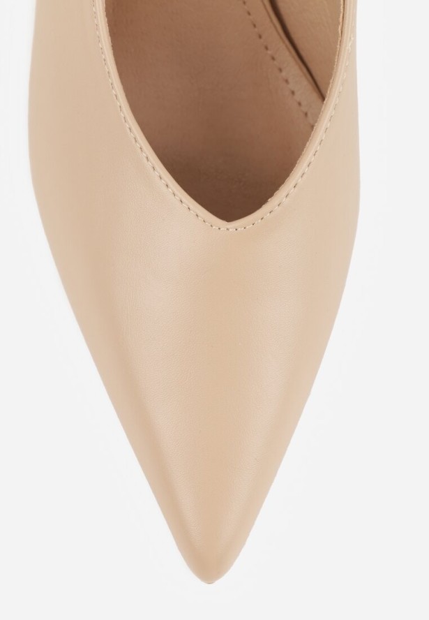 Ciemnobeżowe Czółenka Sandały Vices na Szpilce Slingback Kolliva