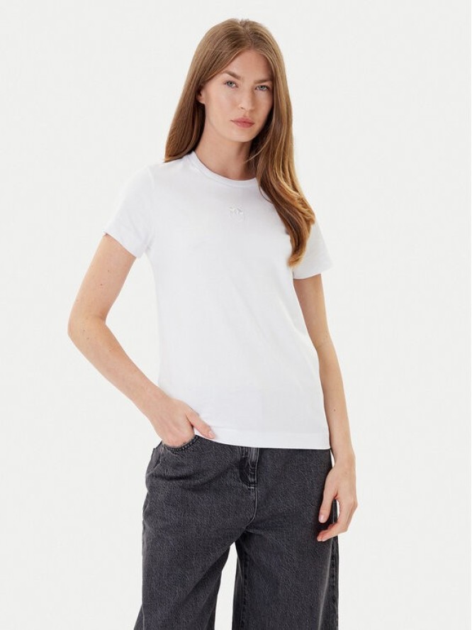 PINKO T-Shirt Bussolotto 100355 A2RD Biały Regular Fit