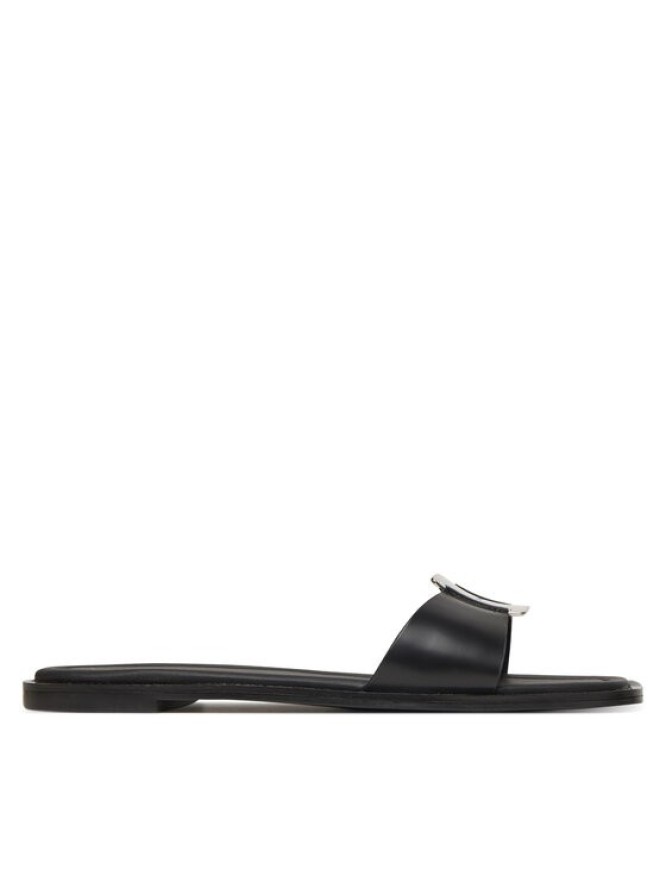 Calvin Klein Klapki Flat Slide W/Ck Hw Big - Lth HW0HW02482 Czarny
