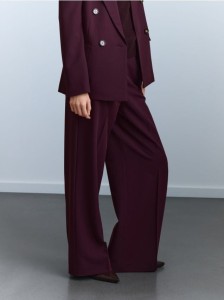 Szerokie spodnie z kantem - burgundowy