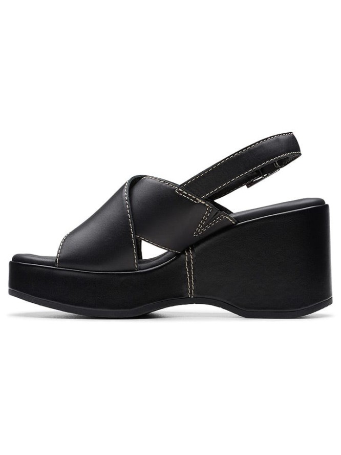 Clarks Skórzane sandały "Manon Wish" w kolorze czarnym na koturnie rozmiar: 39,5