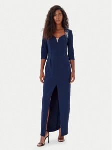 Rinascimento Sukienka wieczorowa CFC0125271003 Granatowy Slim Fit