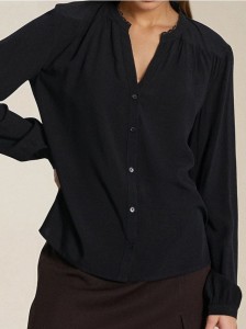 Bluzka koszulowa zapinana na guzik - czarny