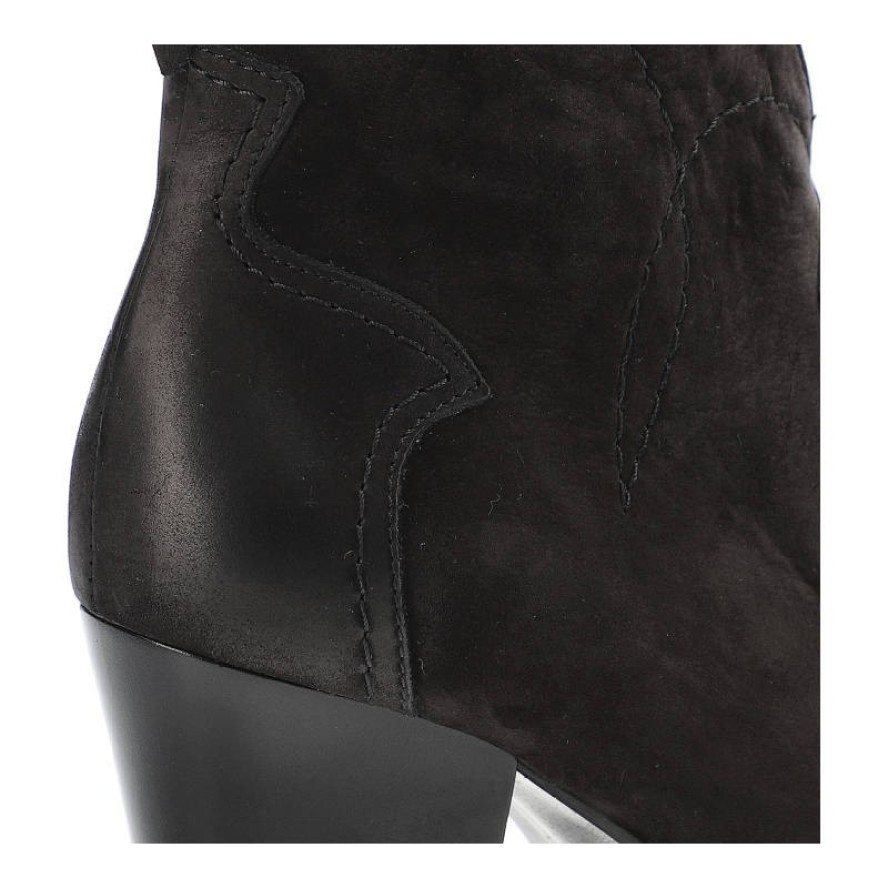 Czarne Kowbojki Clasicco Eleganckie Skórzane Botki Na Obcasie