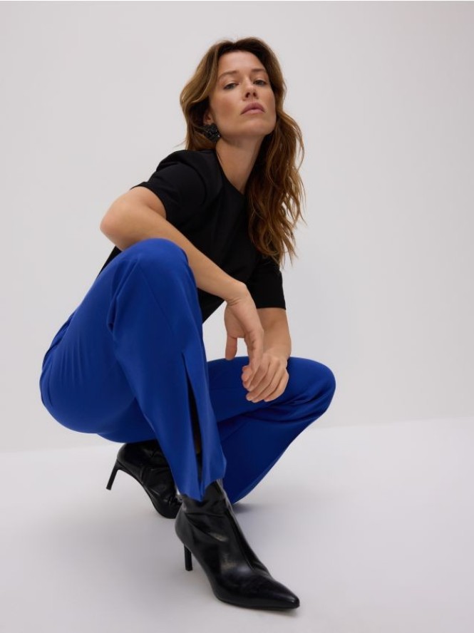 Spodnie z rozcięciami long leg - niebieski