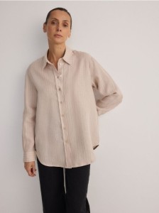 Lniana koszula oversize - wielobarwny