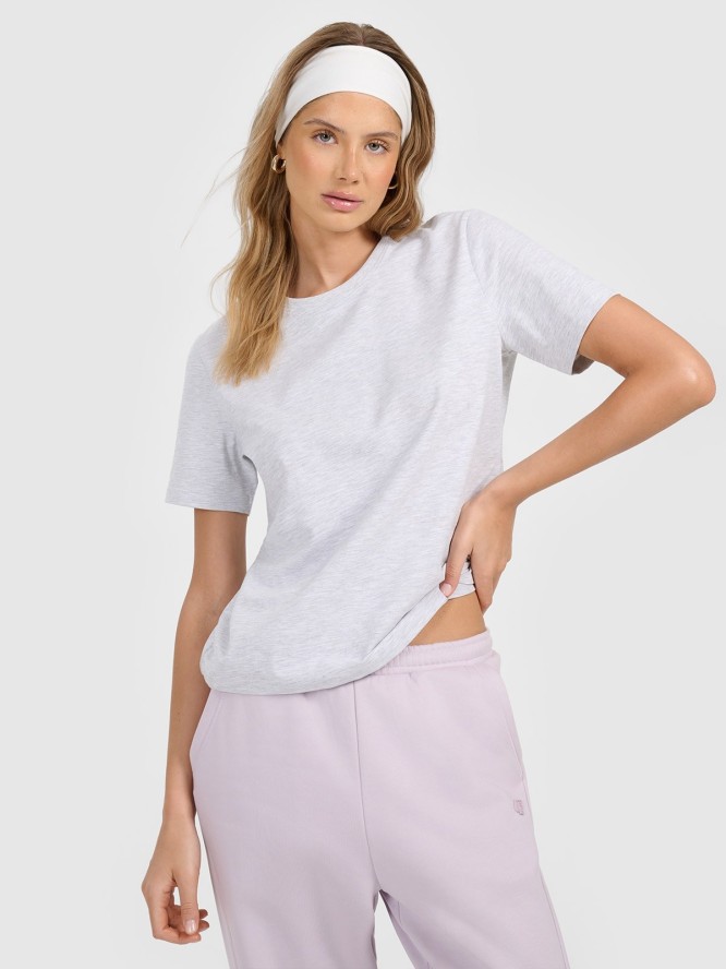 4F T-shirt regular gładki damski - szary M