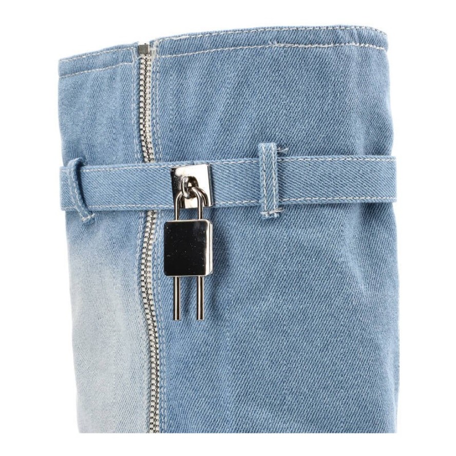 Niebieskie Kozaki Gallevani Jeansowe Obuwie Damskie