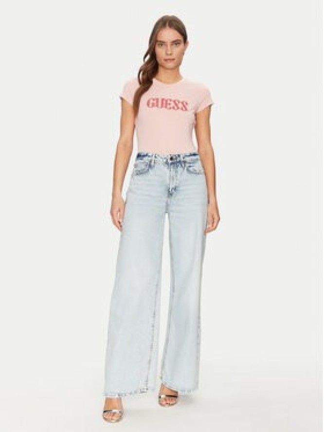Guess T-Shirt W5GI42 J1314 Różowy Slim Fit