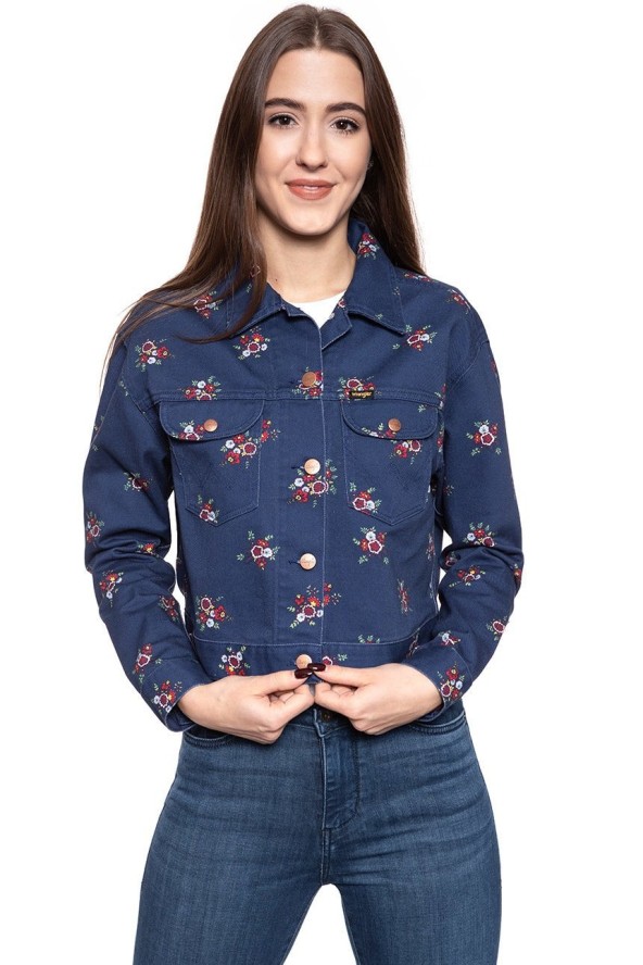 DAMSKA KURTKA JEANSOWA WRANGLER RETRO CROP JACKET BLUE DEPTHS W417WSXJY 112128796