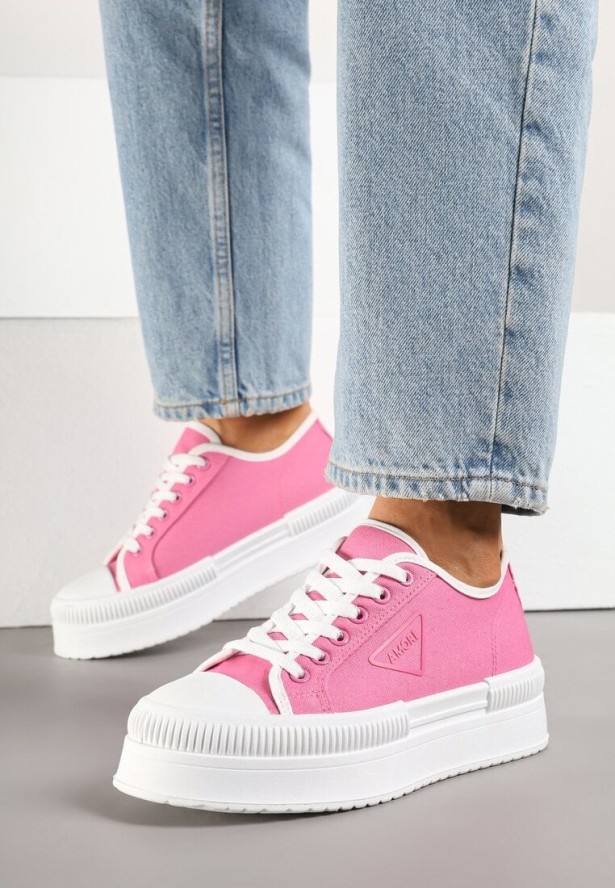 Fuksjowe Trampki na Platformie z Naszywką na Boku Alimiora