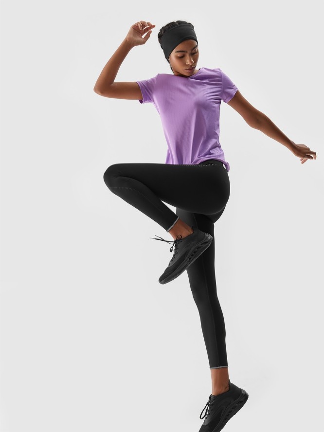 4F Koszulka do biegania szybkoschnąca damska - fioletowa S