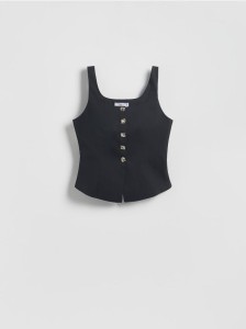 Kamizelka z ozdobnymi guzikami - czarny