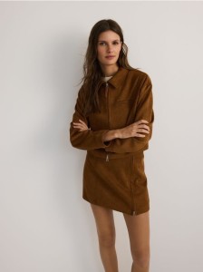 Kurtka z imitacji zamszu - beżowy