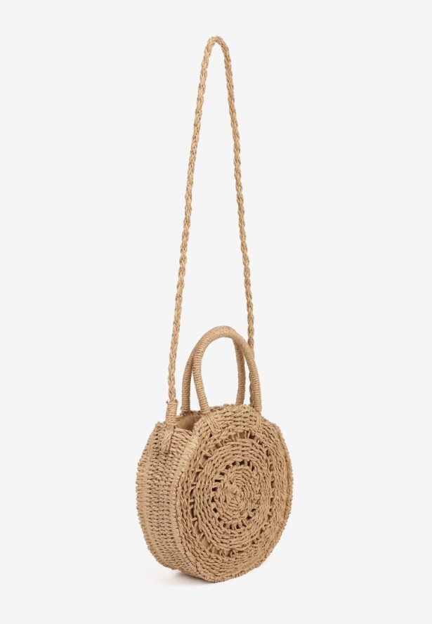 Ciemnobeżowa Okrągła Pleciona Torebka Felesiela