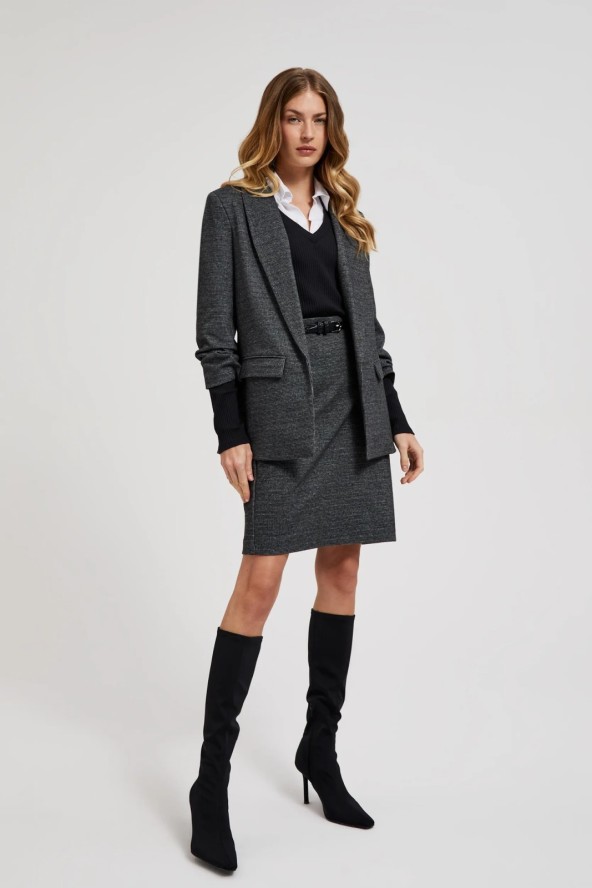 Garnitur damski w drobną kratkę grafitowy