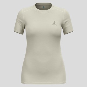 Koszulka damska ODLO Merino 160 BL TOP krótki rękaw - beżowa, 100% wełna