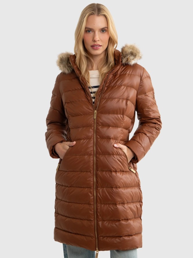 Płaszcz damski puchowy pikowany brązowy Rosabel 804