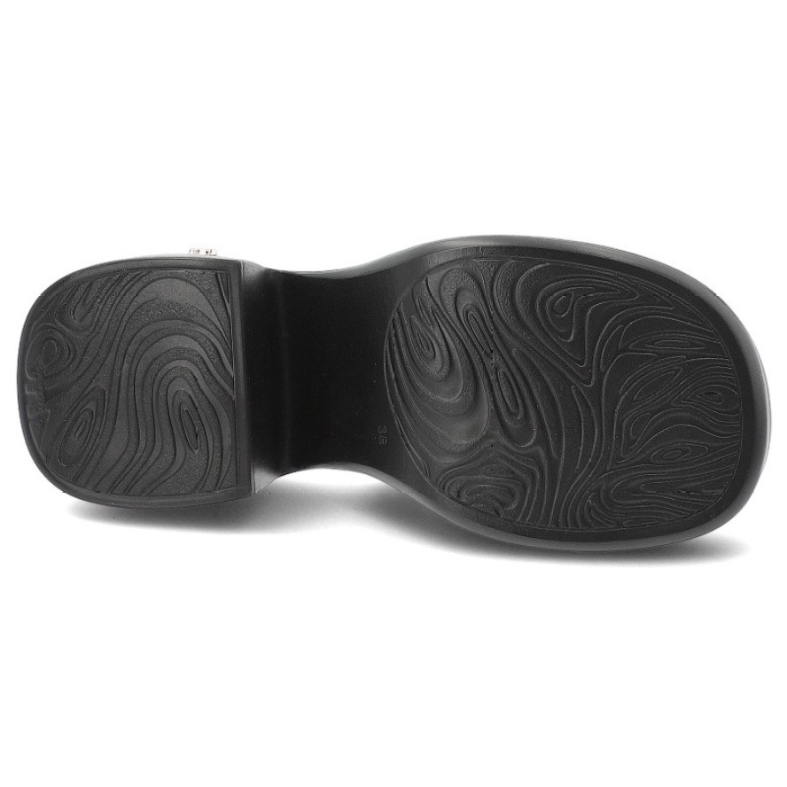 Złote Klapki Karino Eleganckie Obuwie Damskie Na Obcasie