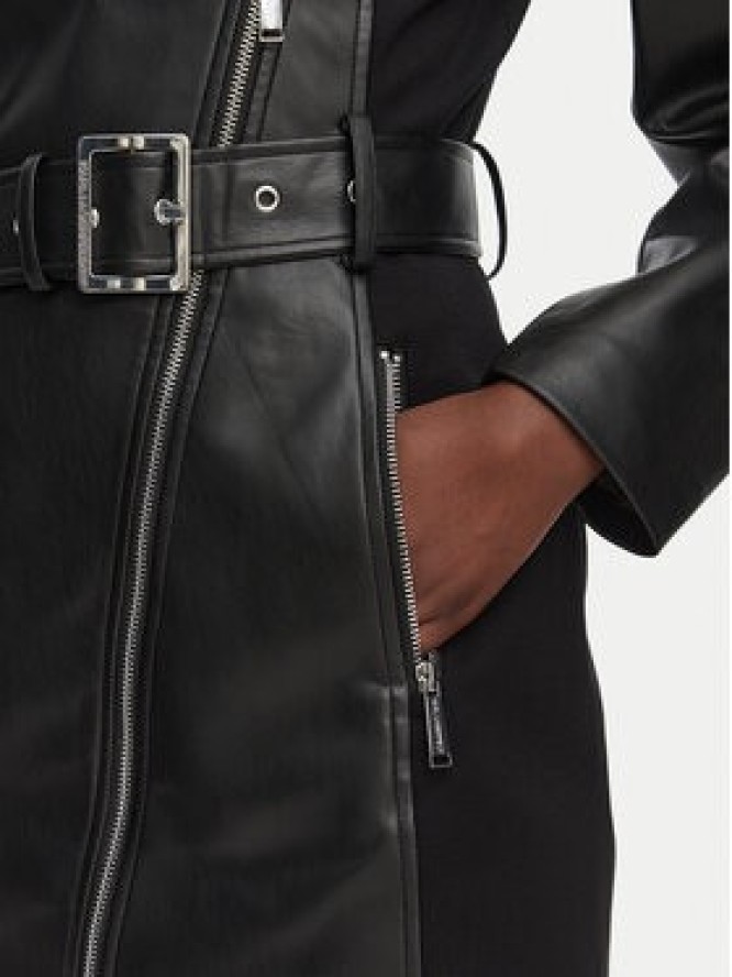 KARL LAGERFELD Sukienka z imitacji skóry B3W13001 Czarny Regular Fit