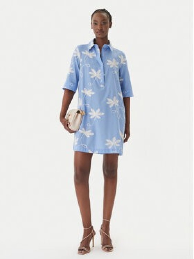 LOLA CASADEMUNT Sukienka koszulowa LS2616135 Niebieski Relaxed Fit