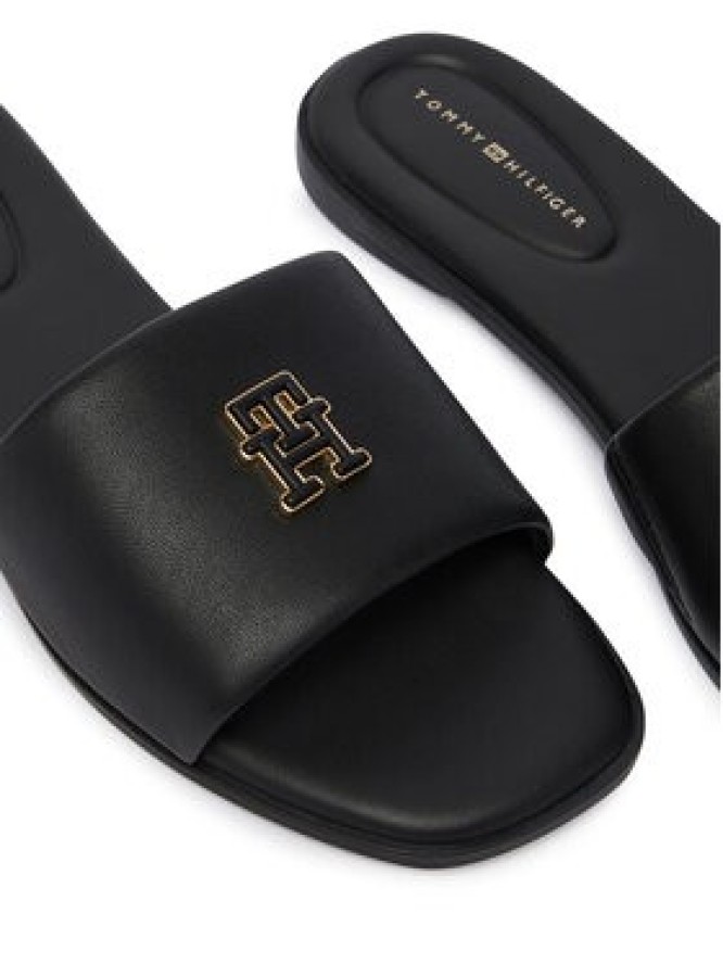 Tommy Hilfiger Klapki Th Logo Hardware Leather Mule FW0FW09292 Czarny