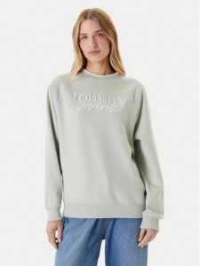 Tommy Jeans Bluza Script DW0DW21196 Zielony Regular Fit