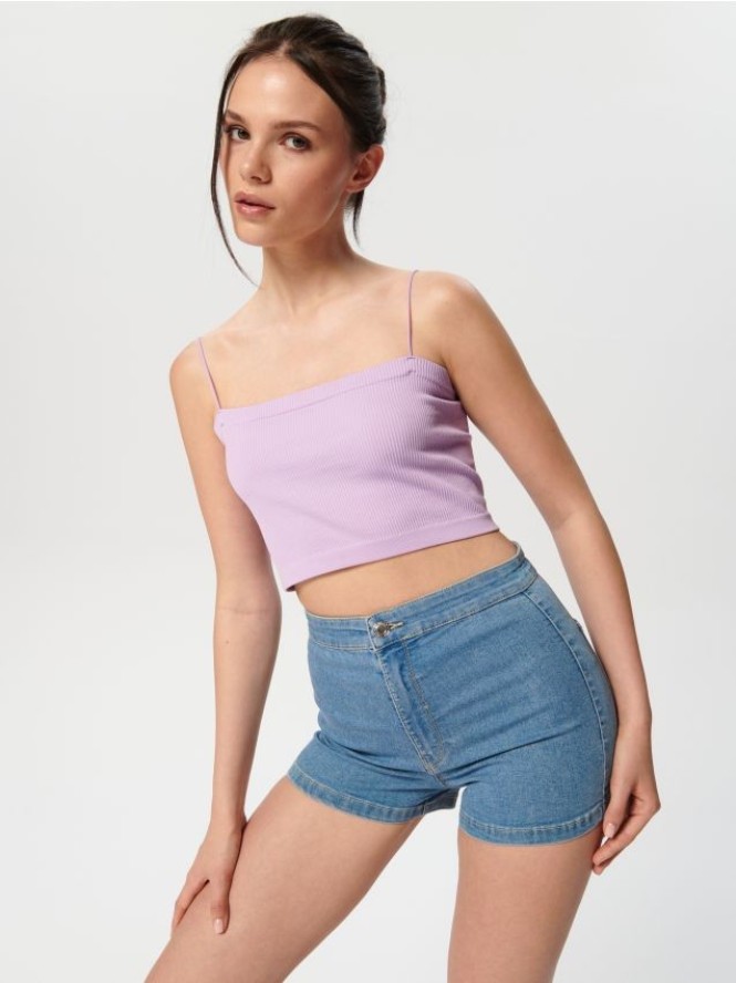 Szorty jeansowe high waist - niebieski