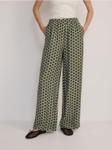 Wzorzyste spodnie - ciemnozielony