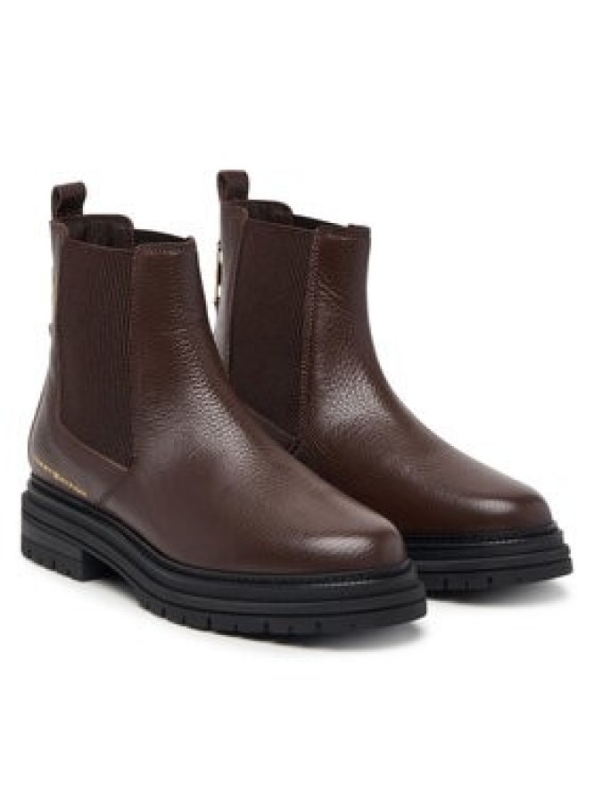Tommy Hilfiger Sztyblety Th Emboss Grain Leather Chelsea FW0FW09559 Brązowy