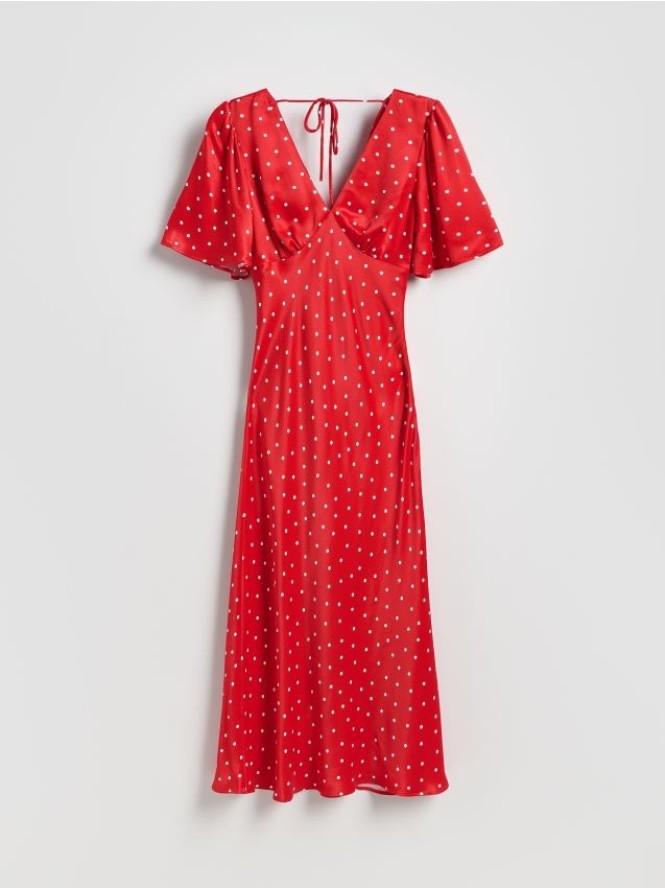Sukienka midi w grochy - czerwony