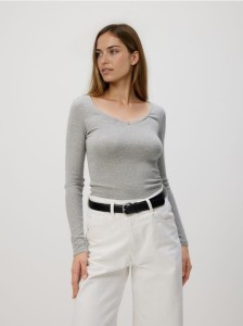 Bluzka z koronką - jasnoszary