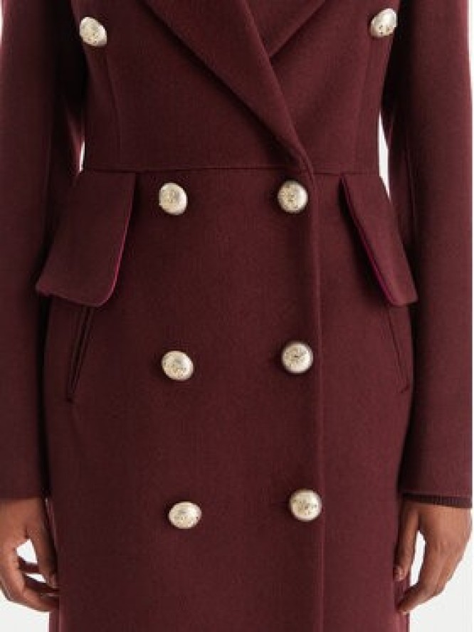 YES LONDON Płaszcz wełniany CD1230ECO Bordowy Regular Fit